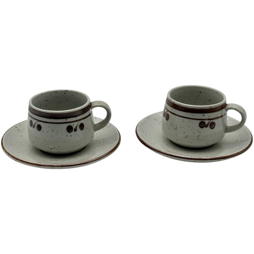 ACCENT Otagiri Cups and Saucer Brown and White Set of 2